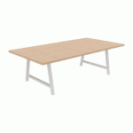 TABLE DE RÉUNION SYNERGY L 240 X P 120 X H 74 CM PIED MÉTAL BLANC PLATEAU CHÊNE CLAIR