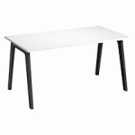 BUREAU DROIT INDIVIDUEL BLANC 140 X 80 CM, PIÉTEMENT MÉTAL ANTHRACITE EXPRIM