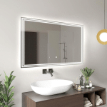 ARTFORMA - MIROIR LED LUMINEUX 90X70 CM DE SALLE DE BAIN MURAL AVEC ÉCLAIRAGE INTERRUPTEUR TACTILE, 3 EN 1 ÉCLAIRAGE DIMMABLE 2800 - 6500K L57