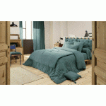PARURE DE LIT GANYMÈDE  BLEU CANARD 240X220 CM