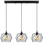 PLAFONNIER 3 LAMPES ALIGNÉES RHIE 98CM MÉTAL NOIR - NOIR