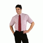 CHEMISE UNISEXE MANCHES COURTES BLANC RAYÉ BORDEAUX