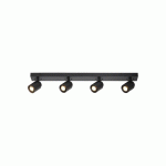 FREELIGHT SPOT POUR PLAFOND RAZZA, NOIR, LONGUEUR 82 CM, 4 LAMPES, MÉTAL