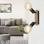 GLOBO SPOT PLAFOND MARTHA AVEC PANNEAU BOIS, À 2 LAMPES