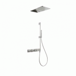 KIT DE DOUCHE THERMOSTATIQUE ET ENCASTRÉ BLOCK SYSTEM AVEC FERMETURE ET RÉGLAGE DU DÉBIT (3 VOIES) - TRES 20735309AC ACIER