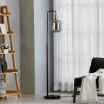 LINDBY LAMPADAIRE NIMBORA, 150 CM, NOIR, VERRE, MÉTAL