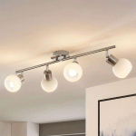 LINDBY PLAFONNIER ELAINA, 70 CM, 4 LAMPES, NICKEL, VERRE, E14