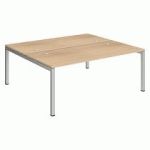 PÔLE 2 BUREAUX L 180 CM PLATEAUX CHÊNE, PIÈTEMENT MÉTAL - TEAM LINE ALUMINIUM