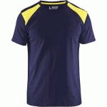 T-SHIRT MARINE/JAUNE FLUORESCENT TAILLE XXL - BLAKLADER