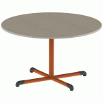 TABLE BANDANA ROND Ø120 T5 PC STR POLY ÉRABLE G. BEIG/PAPAYE - MOBIDECOR