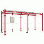 ABRI BUS PROVINCE 5 M 2 BARDAGES LAT. INOX ROUGE 3020 - PROCITY