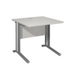 BUREAU DROIT VARIATION CLASSIC - L. 80 X P. 80 CM - PLATEAU GRIS - PIEDS GRIS - CARTERS FINITION GRIS
