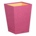 RHODIARAMA CORBEILLE À PAPIER SIMILI CUIR ITALIEN 27X27X32 CM - FUCHSIA