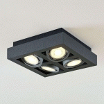 SPOT PLAFOND LED RONKA, 4 LAMPES, CARRÉ, GRIS