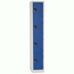 VESTIAIRE 4 CASES GRIS/BLEU - L 300 - SERRURE À CLÉ - MANUTAN EXPERT