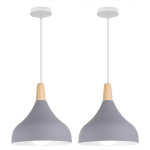 2 PCS SIMPLE LAMPE SUSPENSION CRÉATIVE E27 ÉCLAIRAGE INTÉRIEUR LUSTRE SUSPENSION CHAMBRE SALON (GRIS) - GRIS