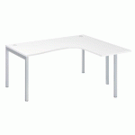 BUREAU COMPACT SQUADRA L 160 M RETOUR À DROITE PLATEAU BLANC PIÉTEMENT ALUMINIUM