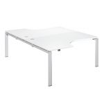 BUREAU DOUBLE PLAN COMPACT E-LINK - L. 160 X P. 223 CM - PLATEAU BLANC - 4 PIEDS ALUMINIUM