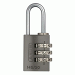 CADENAS À CODE - EN ALUMINIUM - 3 MOLETTES - 20 MM - TITANIUM - 145 ABUS