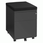 CAISSON MOBILE MÉTAL 2 TIROIRS ANTHRACITE AVEC COUSSIN NOIR