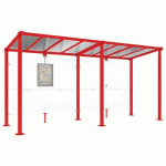 ABRI BUS MILAN 5 M SANS BARDAGES LATÉRAUX - ROUGE 3020 - PROCITY