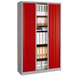 ARMOIRE MÉTAL CLASSTOUT COLOR - A RIDEAUX - L. 120 X H. 198 CM - CORPS ALUMINIUM  - RIDEAUX ROUGE