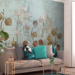 ARTGEIST - PAPIER PEINT PAINTED LUNARIA - 200 X 140 CM - GRIS ET BRONZE