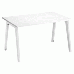 BUREAU DROIT EDEN ARCHE BLANC L 120 CM AVEC GOULOTTE PIED BLANC