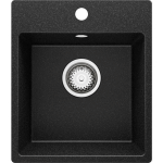 EVIER CUISINE EN GRANIT 38 X 44 CM LAVABO 1 BAC + SIPHON CLASSIQUE + ACCESSOIRE, ÉVIER À ENCASTRER DE PRIMAGRAN GRAPHITE - BLACK#WHITE