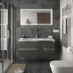 MEUBLE DE SALLE DE BAIN SPIRIT 1200 2 TIROIRS MÉTALLIQUES GRIS BRILLANT 1194 X 540 X 450 MM - SALGAR 23891