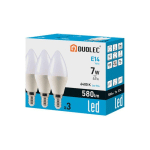 DUOLEC - PACK 3 AMPOULES BOUGIE LED E14 LUMIÈRE FROIDE 7W - TALLA