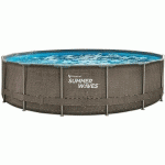 SUMMER WAVES - PISCINE TUBULAIRE ACTIVE FRAME POOL RONDE EFFET ROTIN 4,57 X 1,06 M