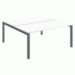 PÔLE 2 BUREAUX DROITS ARKO L 160 X P 168 CM PLATEAUX BLANC PIÈTEMENT MÉTAL ARCHE ANTHRACITE