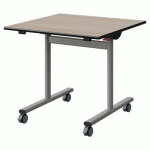 TABLE MALIBU RAB. 80X80 T5 DL ST ANTIB ACACIA/NOIR GRIS 9006