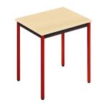 TABLE POLYVALENTE DROIT - L. 70 X P. 60 CM - PLATEAU ERABLE - PIEDS ROUGE