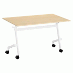 TABLE RABATTABLE L 120 X P 70 CM HÊTRE BRUNEAU PRACTIKA PLUS PIEDS BLANC