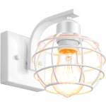 APPLIQUE MURALE D'INTÉRIEUR INDUSTRIELLE LAMPE MURALE RÉTRO CAGE E27 EN MÉTAL BLANC