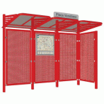 ABRI BUS CONVIVIALE 3 M ACIER - BARDAGE DROIT - ROUGE 3020 - PROCITY