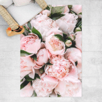 MICASIA - TAPIS EN VINYLE - PINK PEONIES WITH LEAVES - PORTRAIT 3:2 DIMENSION HXL: 90CM X 60CM