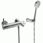 MITIGEUR BAIN‑DOUCHE DOUCHETTE À MAIN ANTICALCAIRE AVEC SUPPORT ORIENTABLE ET FLEXIBLE SATIN - TRES 20317001