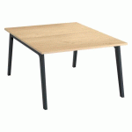 PÔLE DE 2 BUREAUX EDEN ARCHE CHÊNE CLAIR + GOULOTTE L 120 CM PIÈTEMENT CARBONE