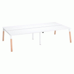 PÔLE DE 4 BUREAUX ECLA BLANC L 160 X P 80 CM PIEDS MÉTAL FINITION BOIS