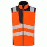 PORTWEST PW325 SOFTSHELL SANS MANCHES HI-VIS (3 COUCHES) ORANGE/NOIR - TAILLE S