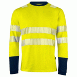 PROJOB 6014 T-SHIRT MANCHES LONGUES ISO 20471 CLASSE 3/2 JAUNE/MARINE - TAILLE L