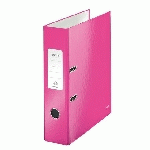 CLASSEUR À LEVIER CARTONNÉ LEITZ WOW A4 - DOS 8 CM ROSE