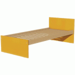 LIT TÊTE ET PIED DROIT SOMMIER À LATTES 90X200CM IDENTITÉ ARGENT/ORANGE - MANUTAN COLLECTIVITÉS