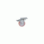 ROULETTE D100MM POLYURÉTHANE ROUGE PLATINE PIVOTANTE AVEC FREIN - AVL - 504842O