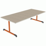 TABLE BANDANA 180X80 T2 DL STR POLY. ÉRABLE G. BEIGE/PAPAYE - MOBIDECOR