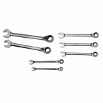 JEU DE 7 CLÉS MIXTES À CLIQUET SURFACE DRIVE - FINITION POLIE BRILLANTE SAM OUTILLAGE