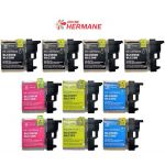 LOT DE 10 CARTOUCHES COMPATIBLE BROTHER LC985 NOIRE ET COULEUR XL